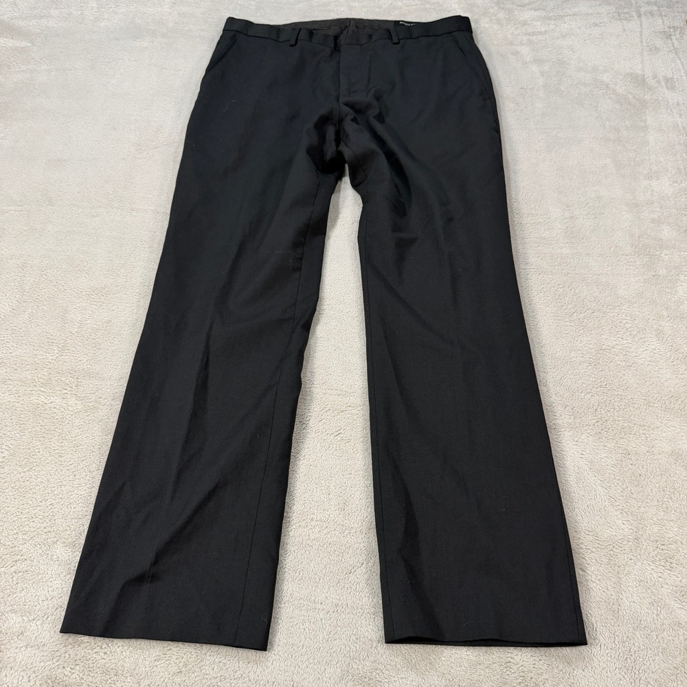Banana Republic Mens 34x30 Black Tailored Slim Fit Wool Blend Dress Pants Preppy